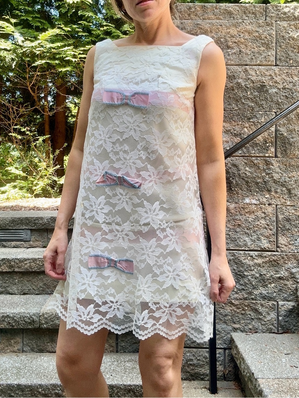 Vintage 60s Lace Babydoll Dress - Picture 2 of 9
